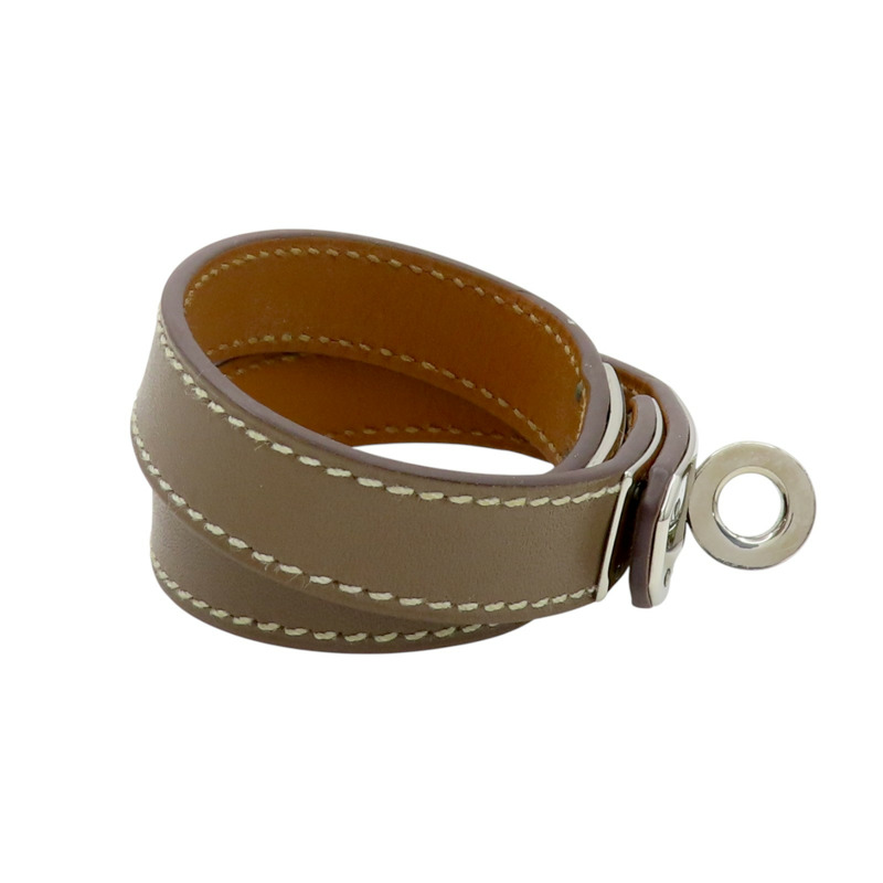 大象灰 Swift牛皮 銀色鍍金 Kelly Double Tour 手環 口Q刻【HERMES 愛馬仕】-2