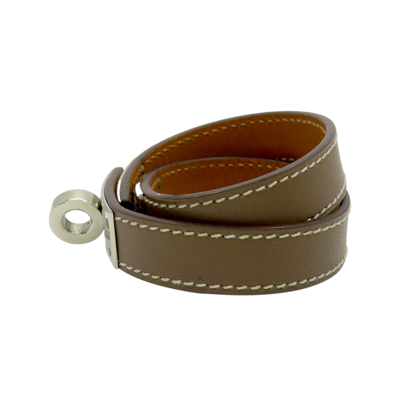 大象灰 Swift牛皮 銀色鍍金 Kelly Double Tour 手環 口Q刻【HERMES 愛馬仕】-3