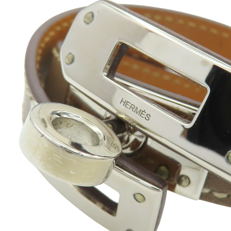 大象灰 Swift牛皮 銀色鍍金 Kelly Double Tour 手環 口Q刻【HERMES 愛馬仕】-4