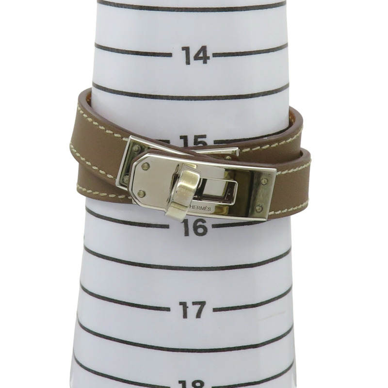 大象灰 Swift牛皮 銀色鍍金 Kelly Double Tour 手環 口Q刻【HERMES 愛馬仕】-9