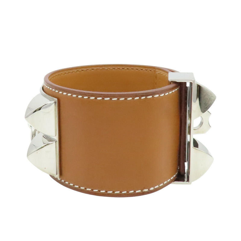 棕色 Tadelakt牛皮 CDC 24 手環 □P刻 銀釦【HERMES 愛馬仕】 H079501CK-3