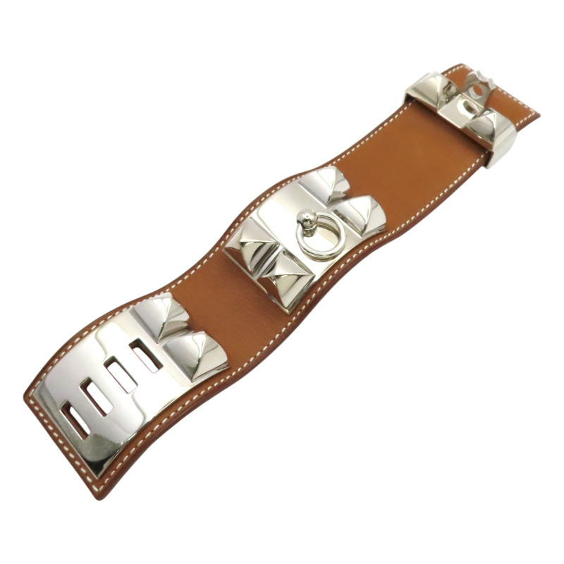 棕色 Tadelakt牛皮 CDC 24 手環 □P刻 銀釦【HERMES 愛馬仕】 H079501CK-4