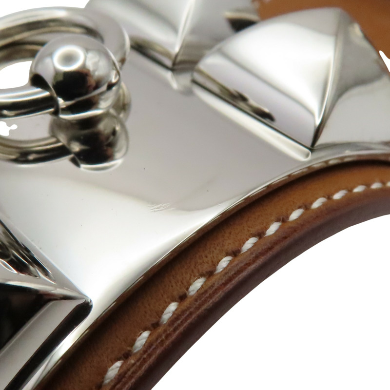 棕色 Tadelakt牛皮 CDC 24 手環 □P刻 銀釦【HERMES 愛馬仕】 H079501CK-9