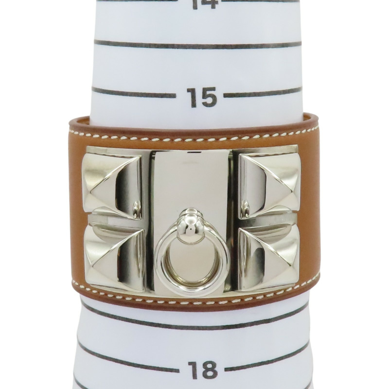 棕色 Tadelakt牛皮 CDC 24 手環 □P刻 銀釦【HERMES 愛馬仕】 H079501CK-11