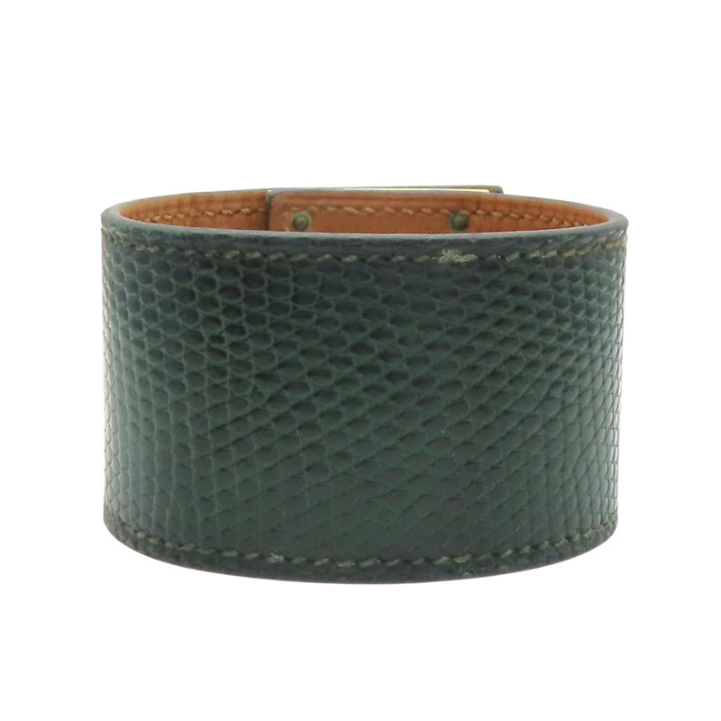 綠色 蜥蜴皮 Kelly Dog 手環 A刻 金扣【HERMES 愛馬仕】-1