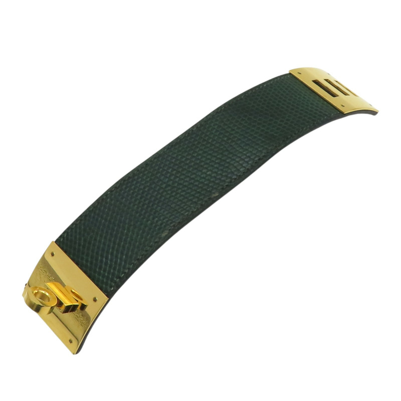 綠色 蜥蜴皮 Kelly Dog 手環 A刻 金扣【HERMES 愛馬仕】-4