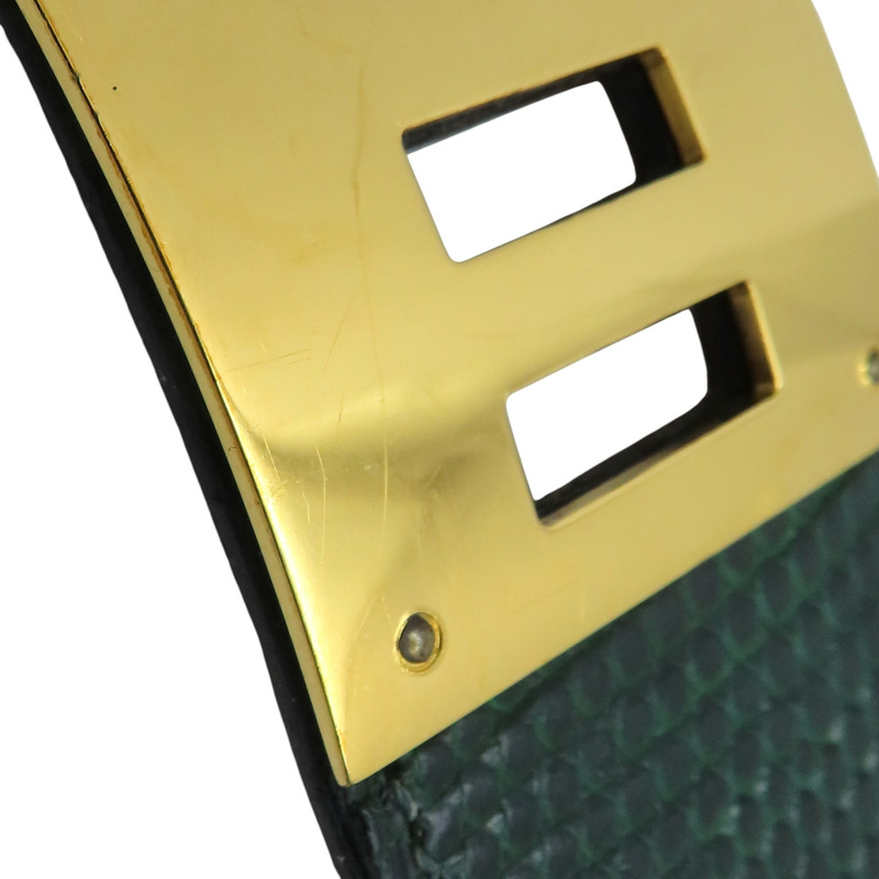 綠色 蜥蜴皮 Kelly Dog 手環 A刻 金扣【HERMES 愛馬仕】-11