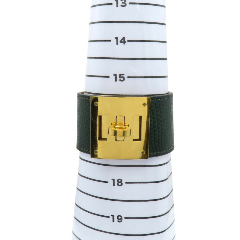綠色 蜥蜴皮 Kelly Dog 手環 A刻 金扣【HERMES 愛馬仕】-12