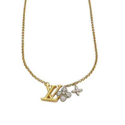 金色金屬 銀色原花墜飾 項鍊【LOUIS VUITTON LV 路易威登】 M01265