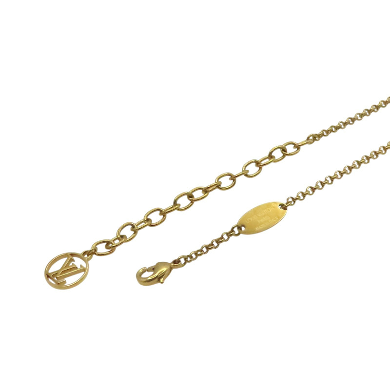 金色金屬 銀色原花墜飾 項鍊【LOUIS VUITTON LV 路易威登】 M01265-4