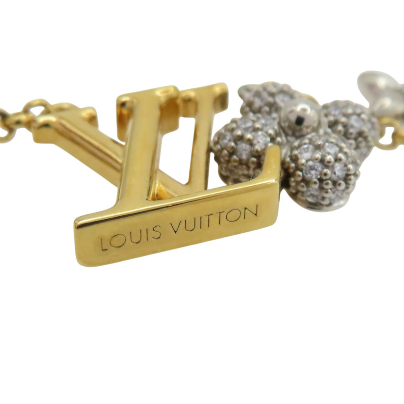 金色金屬 銀色原花墜飾 項鍊【LOUIS VUITTON LV 路易威登】 M01265-5