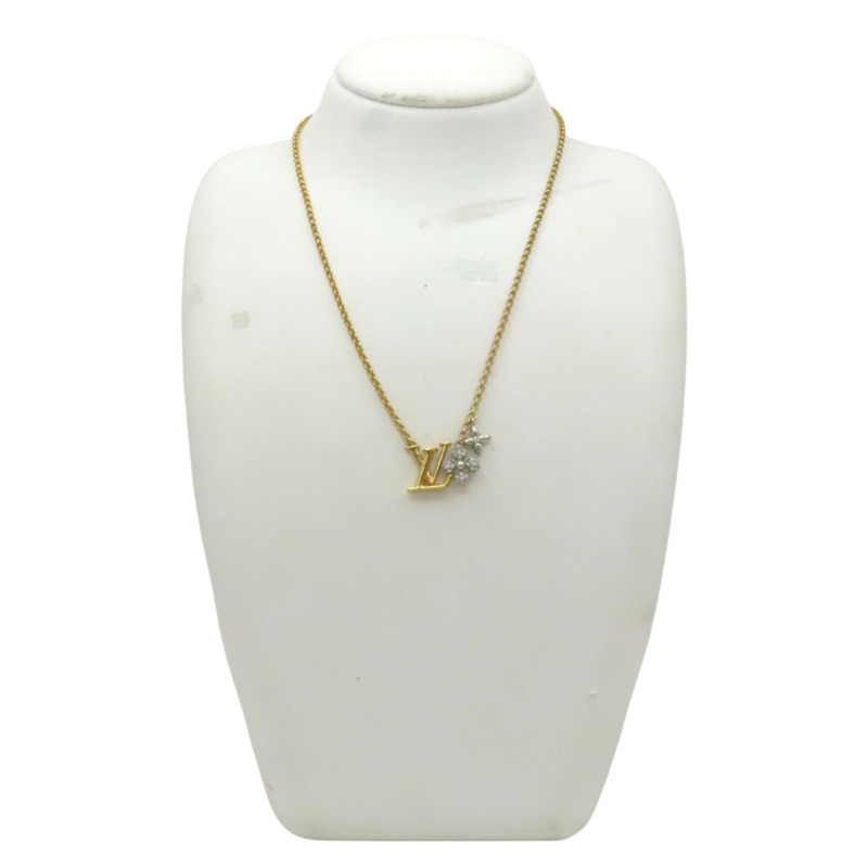 金色金屬 銀色原花墜飾 項鍊【LOUIS VUITTON LV 路易威登】 M01265-9