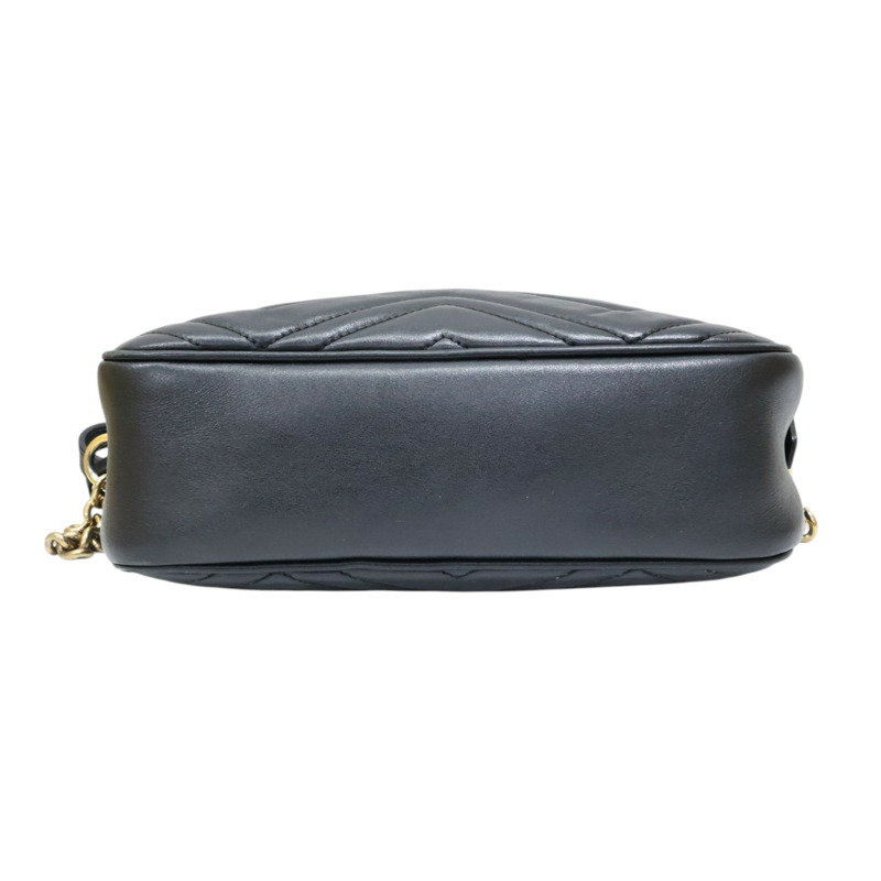 黑色牛皮 GG Marmont 肩背包【GUCCI 古馳】 447632-3