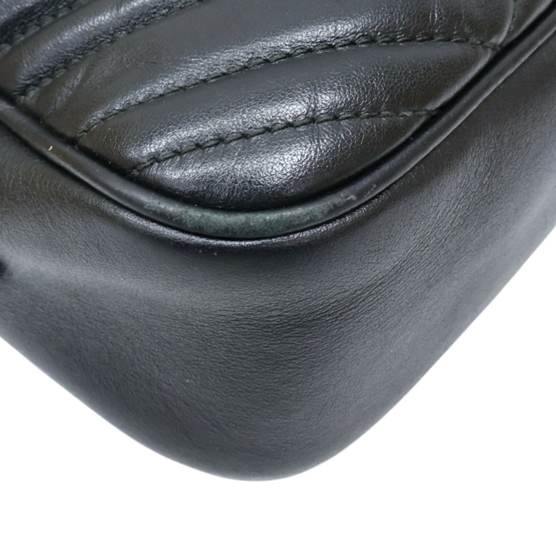 黑色牛皮 GG Marmont 肩背包【GUCCI 古馳】 447632-12