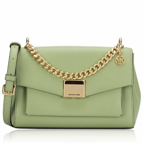 快速出貨！【Michael Kors】防刮皮革翻蓋斜背包-果綠