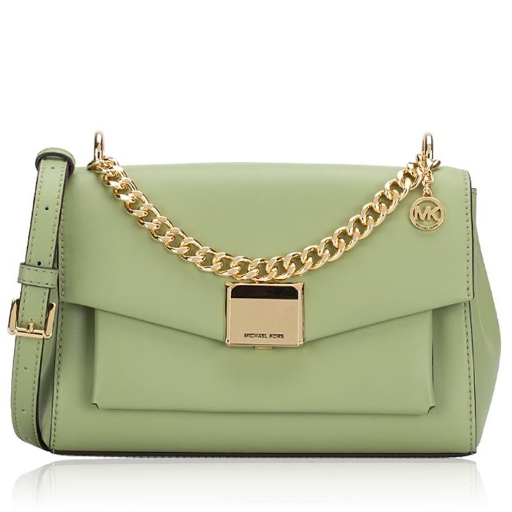 快速出貨！【Michael Kors】防刮皮革翻蓋斜背包-果綠-1