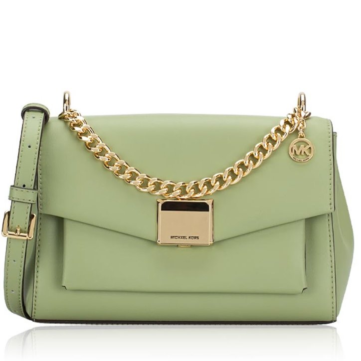 快速出貨！【Michael Kors】防刮皮革翻蓋斜背包-果綠-3