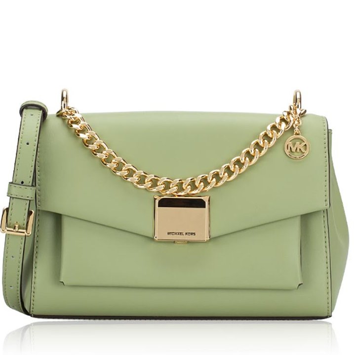 快速出貨！【Michael Kors】防刮皮革翻蓋斜背包-果綠-4