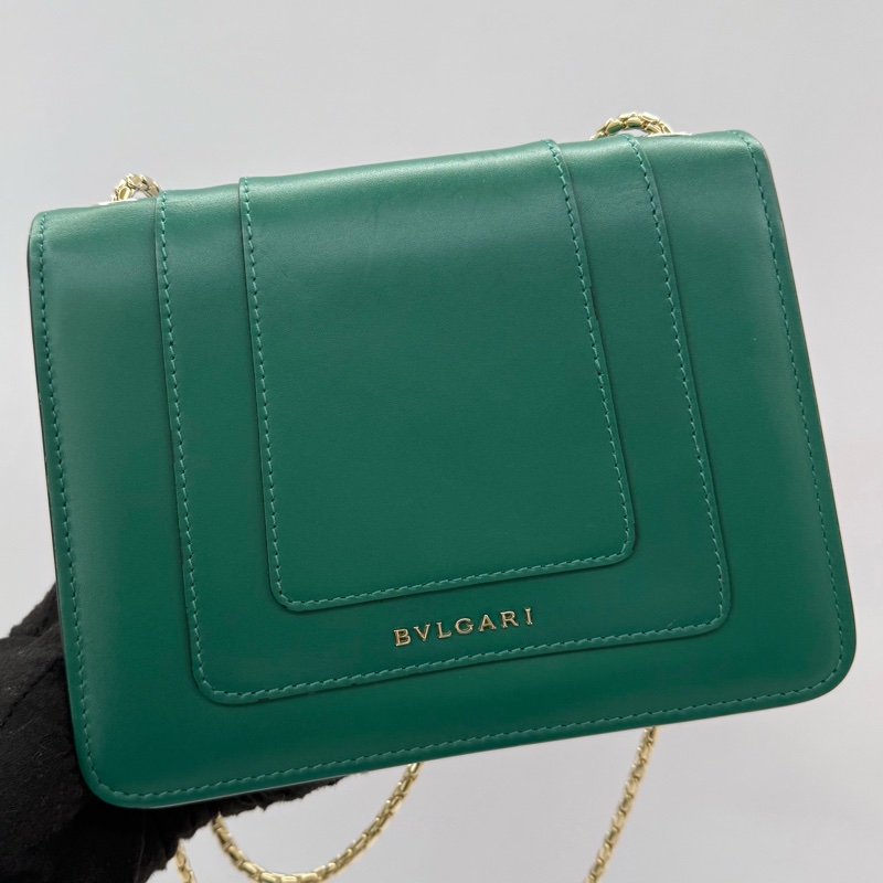 BVLGARI 寶格麗 綠色牛皮SERPENTI肩背包 20CM-1