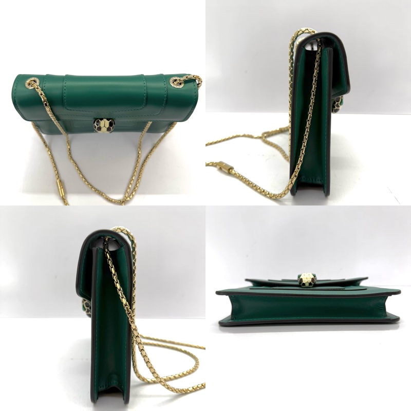 BVLGARI 寶格麗 綠色牛皮SERPENTI肩背包 20CM-3