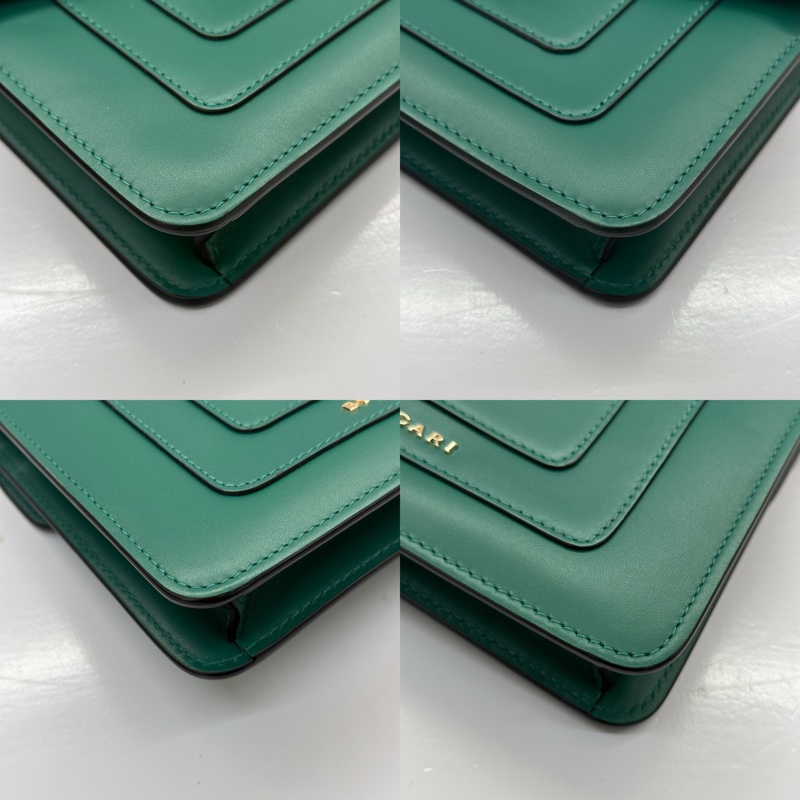 BVLGARI 寶格麗 綠色牛皮SERPENTI肩背包 20CM-4