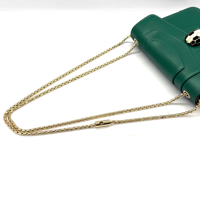 BVLGARI 寶格麗 綠色牛皮SERPENTI肩背包 20CM-5