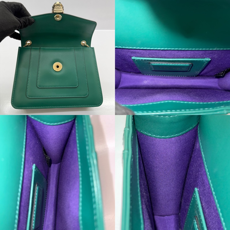 BVLGARI 寶格麗 綠色牛皮SERPENTI肩背包 20CM-6