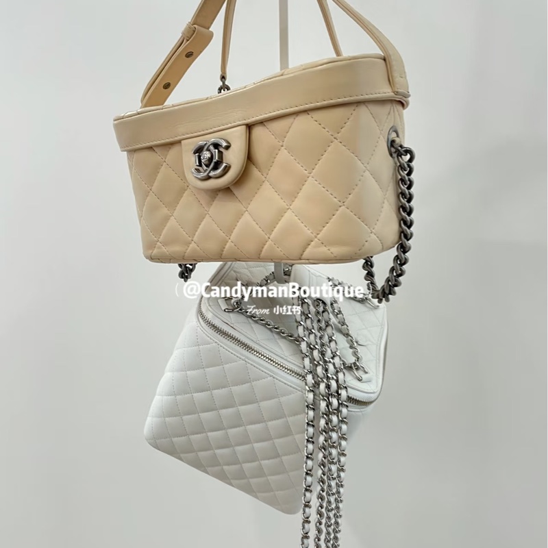 Chanel • 孟買奶油色牛皮銀釦盒子包 秀款✨-2