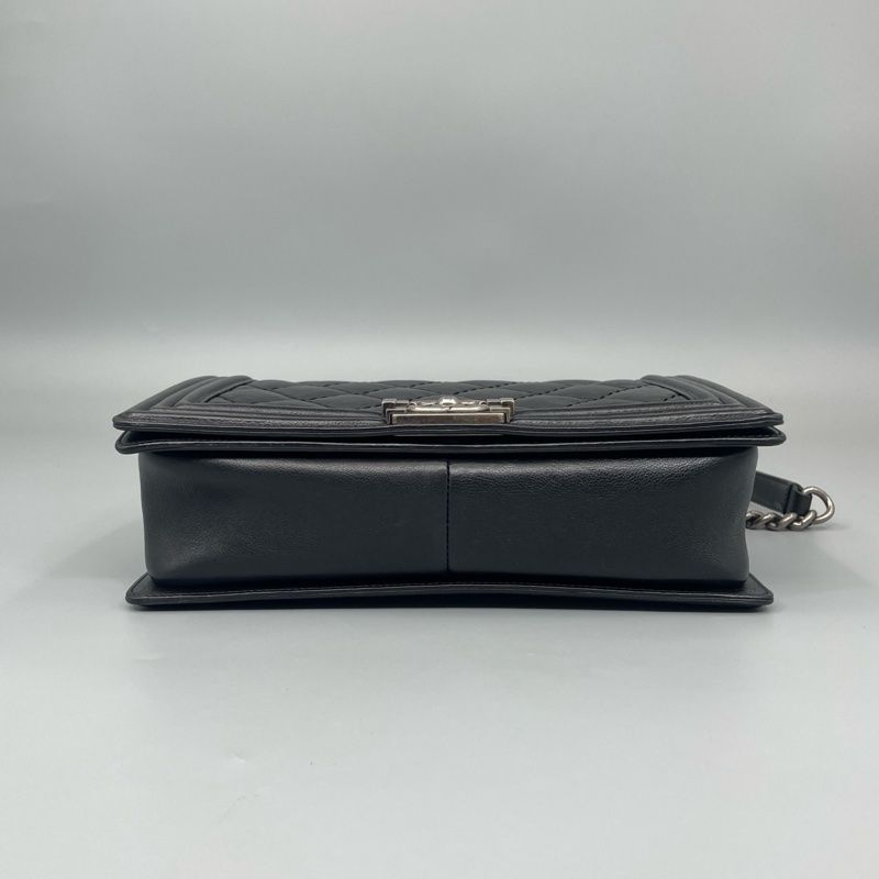Chanel • 經典黑銀外縫線牛皮Le Boy 28 中大號 有購證✔️-5
