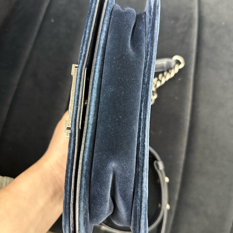 Chanel • 藏青色銀釦絲絨Le Boy 20 小號-6