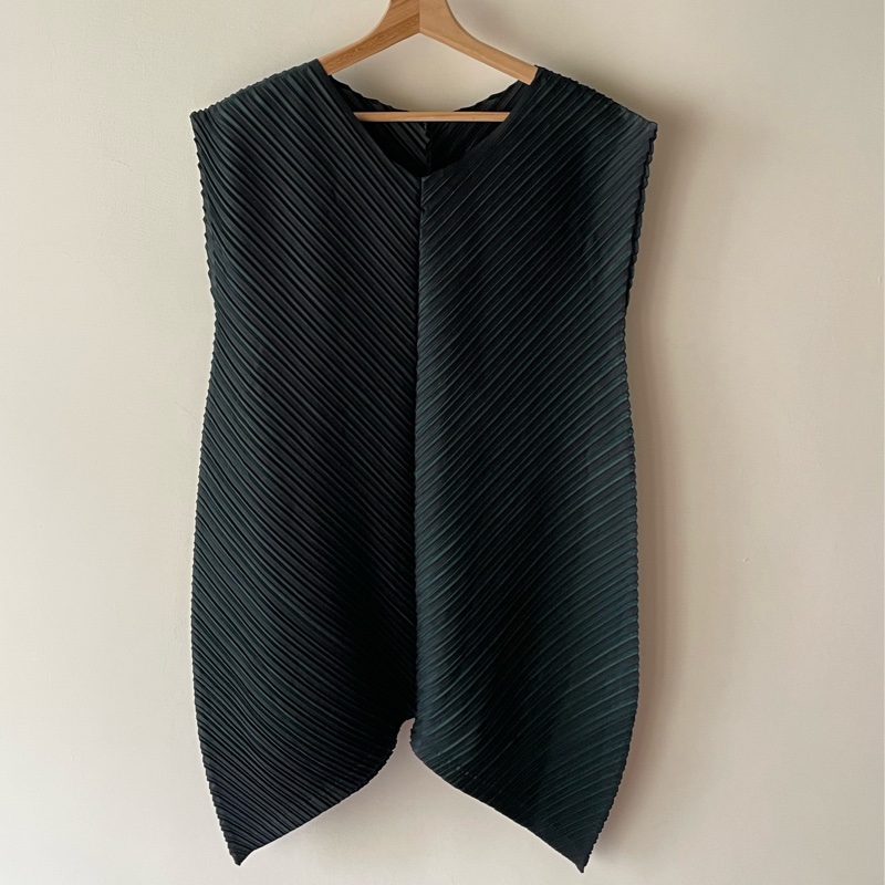 PP 綠黑拼色 鬱金香 四片斜紋 短洋裝 長版上衣-1