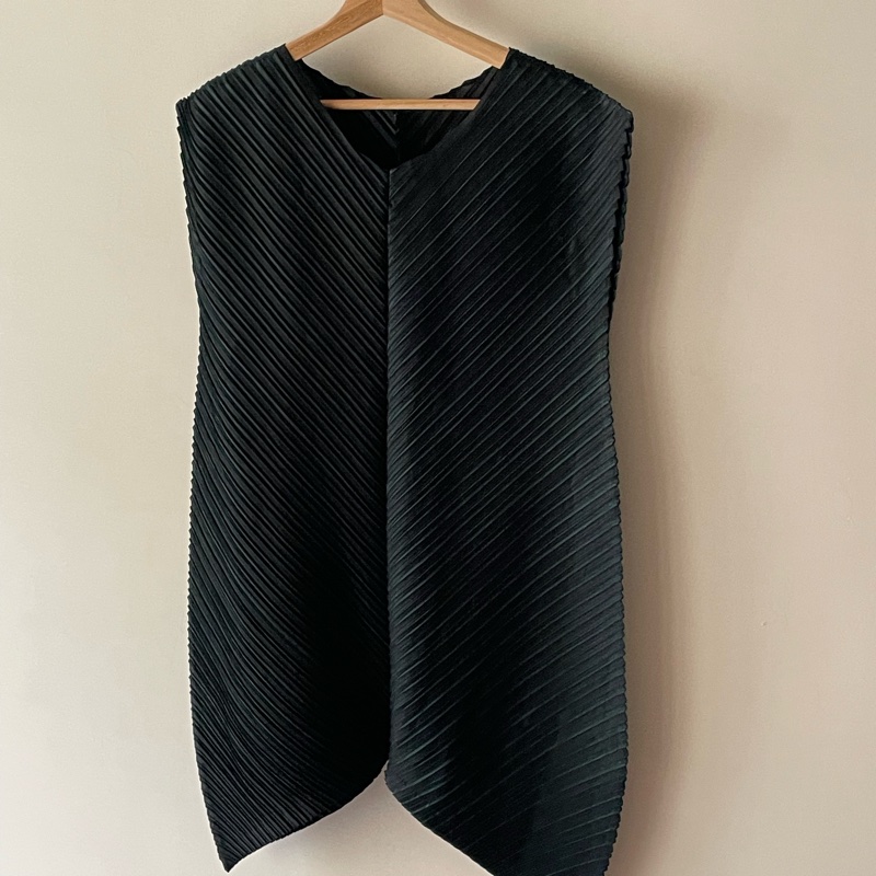 PP 綠黑拼色 鬱金香 四片斜紋 短洋裝 長版上衣-3