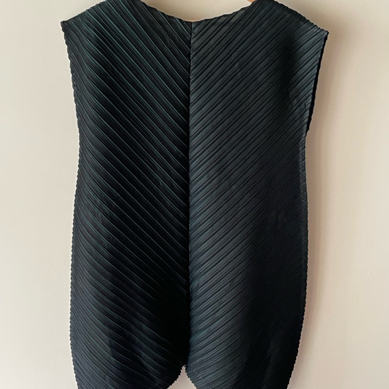 PP 綠黑拼色 鬱金香 四片斜紋 短洋裝 長版上衣-6