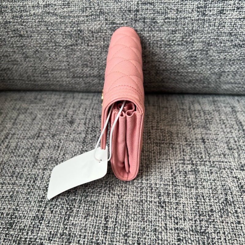 Chanel • 櫻花粉荔枝牛皮金釦中夾-3