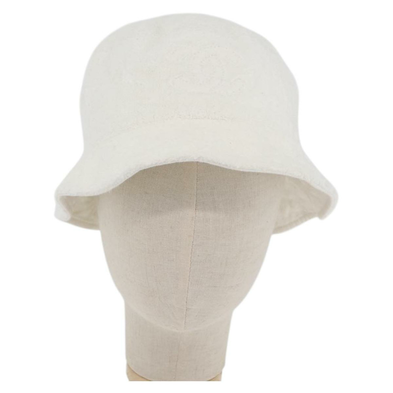 【日本直送】香奈兒 COCO 標誌白色絨面革帽 CC Auth YKZ968A-12