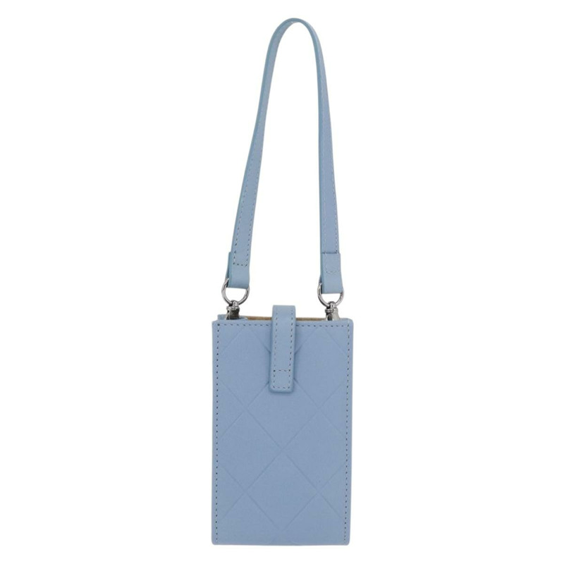 【日本直送】香奈兒手機殼/收納包 羊皮 銀色/淺藍色 CC標誌 YKZ1179V-1