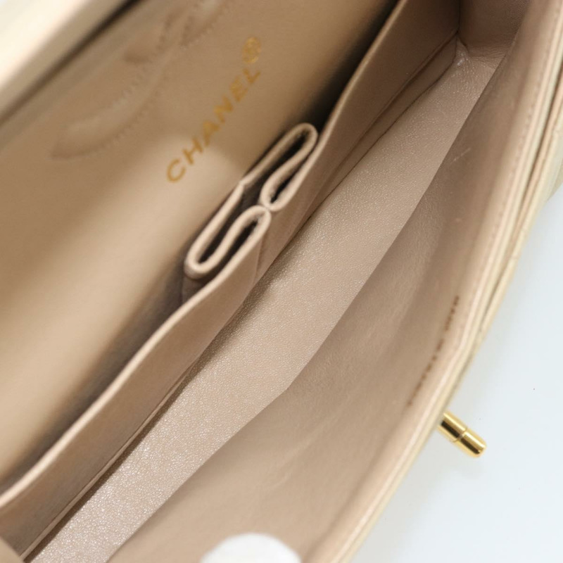 【日本直送】香奈兒雙蓋雙鏈絎縫25手袋,緞面米色,CC標誌,正品 YKZ1601SAV-9