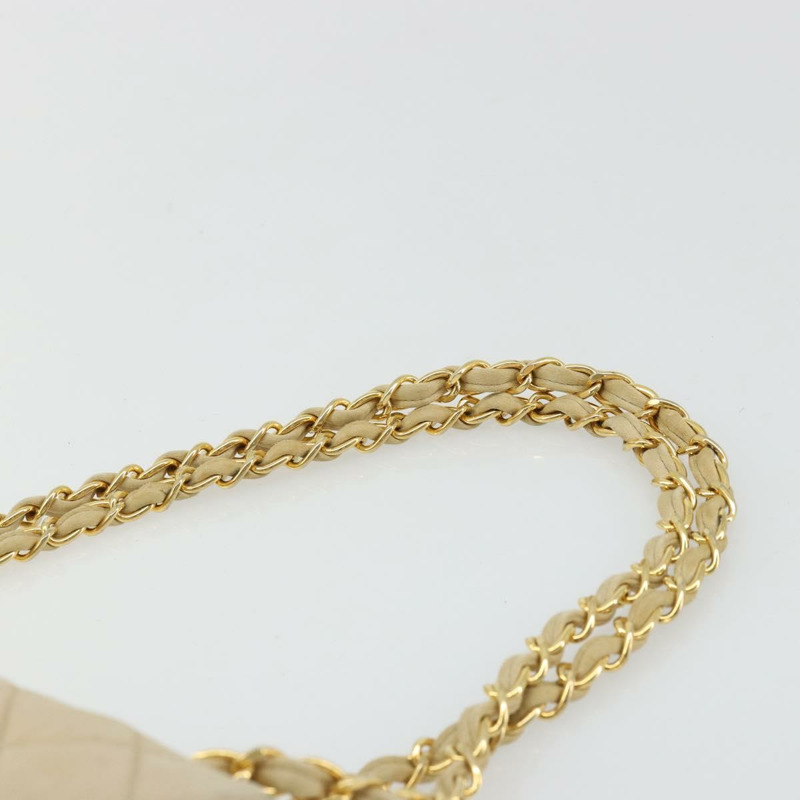 【日本直送】香奈兒雙蓋雙鏈絎縫25手袋,緞面米色,CC標誌,正品 YKZ1601SAV-13