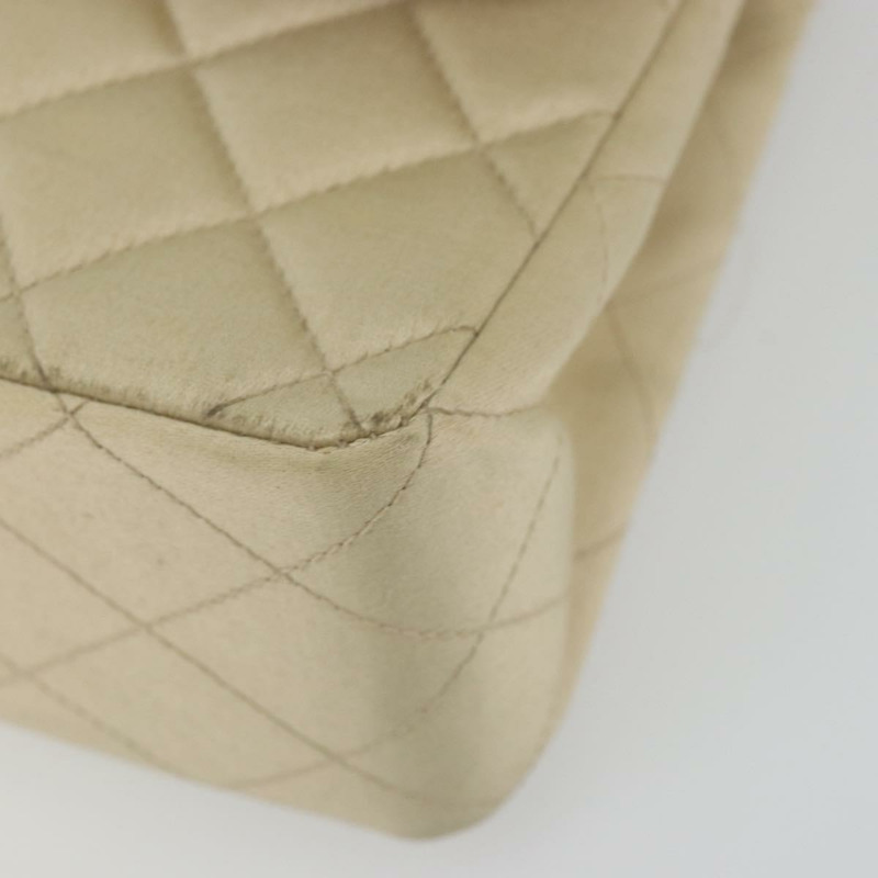 【日本直送】香奈兒雙蓋雙鏈絎縫25手袋,緞面米色,CC標誌,正品 YKZ1601SAV-14