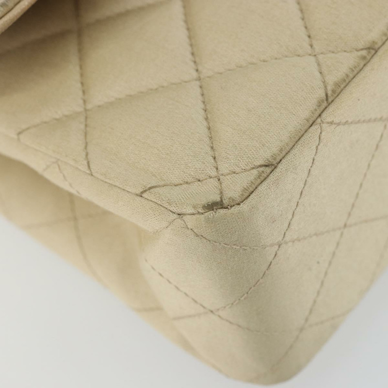 【日本直送】香奈兒雙蓋雙鏈絎縫25手袋,緞面米色,CC標誌,正品 YKZ1601SAV-15