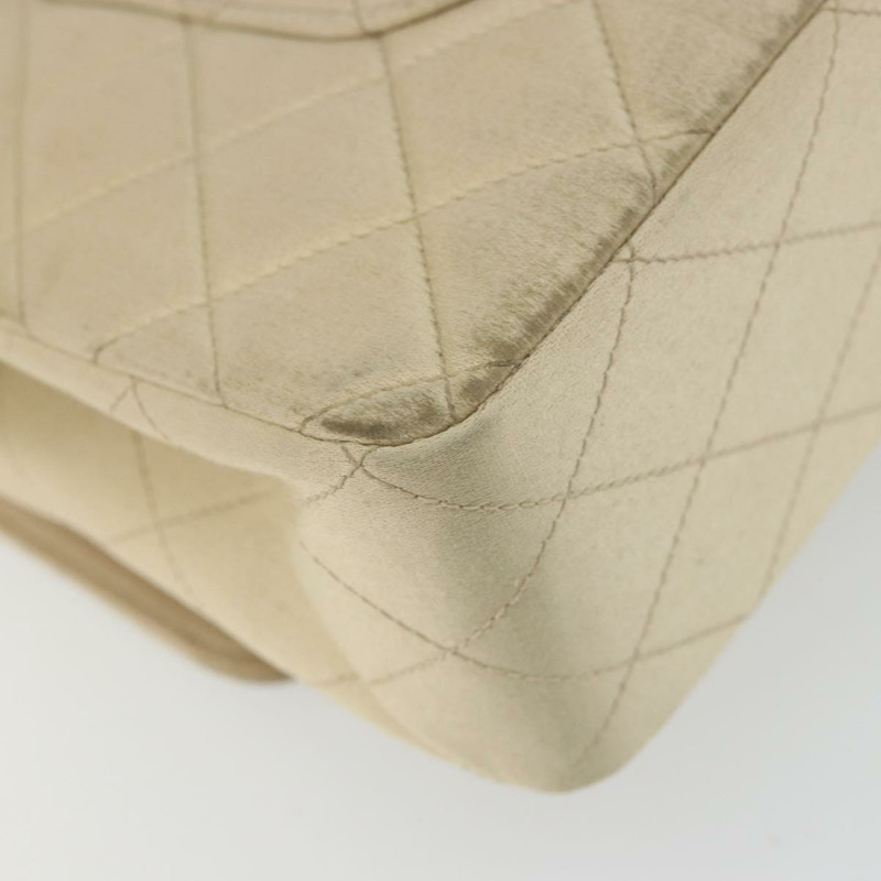 【日本直送】香奈兒雙蓋雙鏈絎縫25手袋,緞面米色,CC標誌,正品 YKZ1601SAV-17