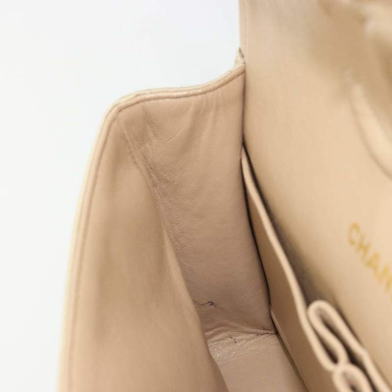 【日本直送】香奈兒雙蓋雙鏈絎縫25手袋,緞面米色,CC標誌,正品 YKZ1601SAV-24