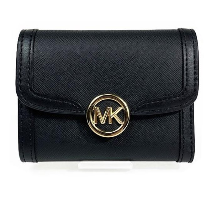 快速出貨!【Michael Kors】金屬圓形LOGO按釦短夾-黑-2