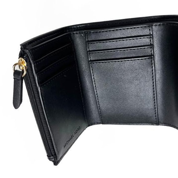 快速出貨!【Michael Kors】金屬圓形LOGO按釦短夾-黑-3