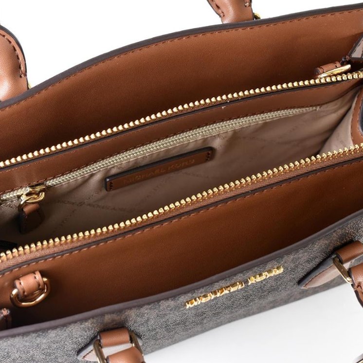 快速出貨！【Michael Kors】撞色小款防刮兩用包-咖啡焦糖-1