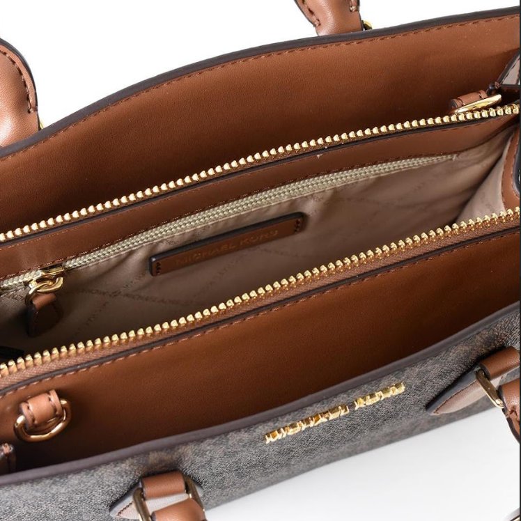 快速出貨！【Michael Kors】撞色小款防刮兩用包-咖啡焦糖-3