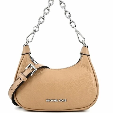 快速出貨！【Michael Kors】荔枝皮革鍊條兩用包-卡其