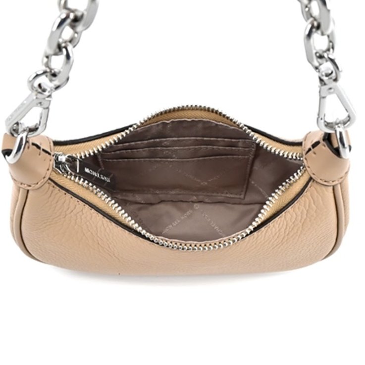 快速出貨!【Michael Kors】荔枝皮革鍊條兩用包-卡其-1