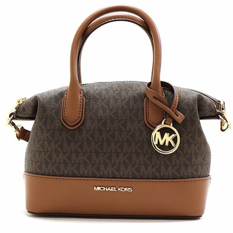 快速出貨！【Michael Kors】老花皮革兩用包-咖啡焦糖