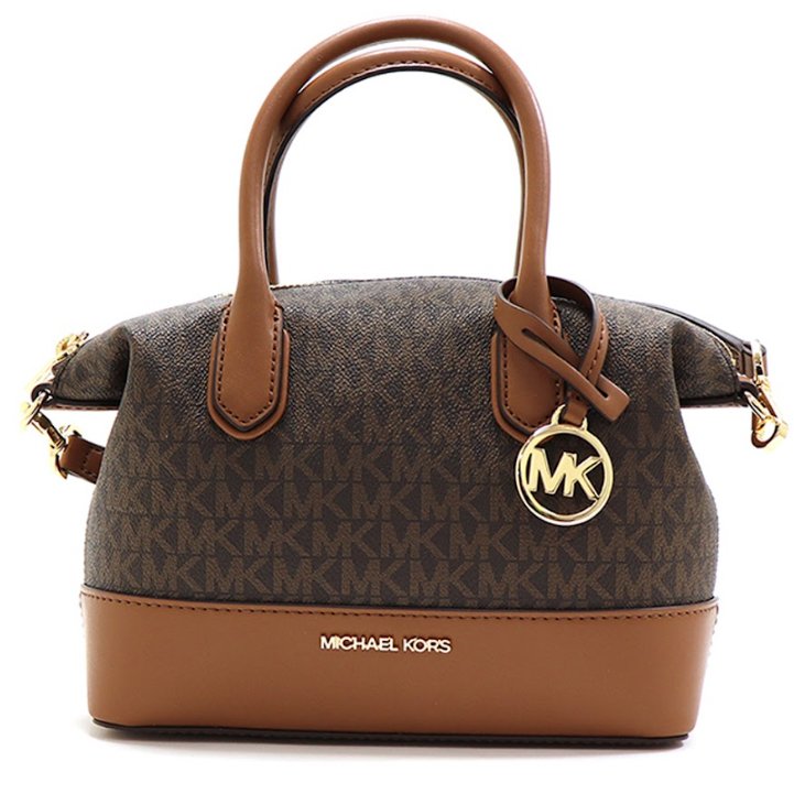 快速出貨!【Michael Kors】老花皮革兩用包-咖啡焦糖-0